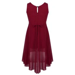 High low girls chiffon dress-red (2)