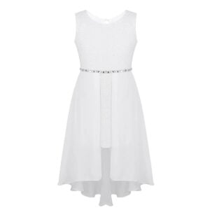 High low girls chiffon dress-white (1)