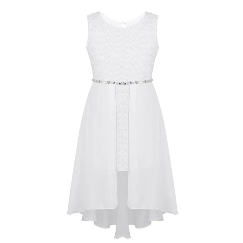 High low girls chiffon dress-white (1)