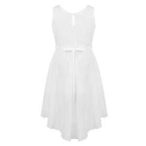 High low girls chiffon dress-white (2)