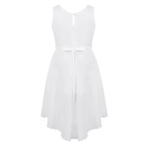 High low girls chiffon dress-white (2)