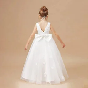 High low little girl wedding dress-white (2)