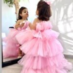 High low tulle flower girl dress-pink (1)