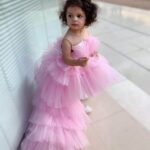 High low tulle flower girl dress-pink (2)