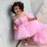 High low tulle flower girl dress-pink (3)