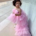 High low tulle flower girl dress-pink (5)