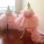 High low tulle flower girl dress-pink (6)