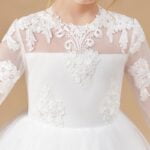 Ivory lace and tulle flower girl dress with sleeves (5)