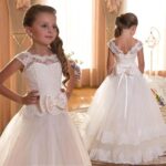 Ivory lace tulle flower girl dress