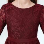 Junior bridesmaid dress with sleeves-Cabernet (1)