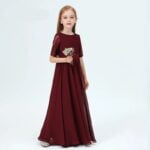 Junior bridesmaid dress with sleeves-Cabernet (1).1