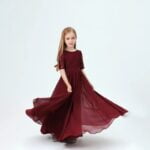 Junior bridesmaid dress with sleeves-Cabernet (2).1