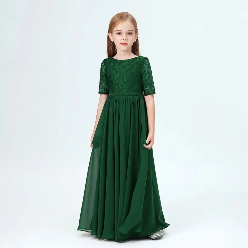 Buy Junior Bridesmaid Dress With Sleeves Green Fabulous