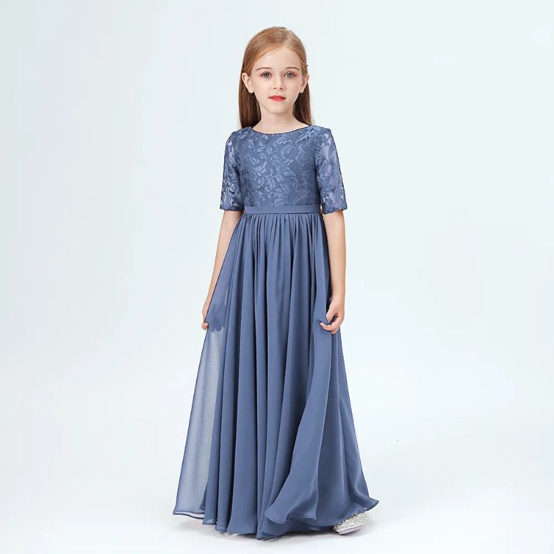 Slate blue sales bridesmaid dress