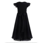 Juniors chiffon ruffle dress-black (1)