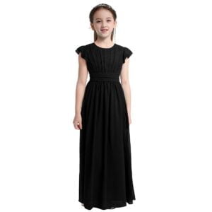 Juniors chiffon ruffle dress-black (2)