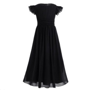 Juniors chiffon ruffle dress-black (4)