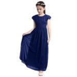 Juniors chiffon ruffle dress-navy-blue (1)