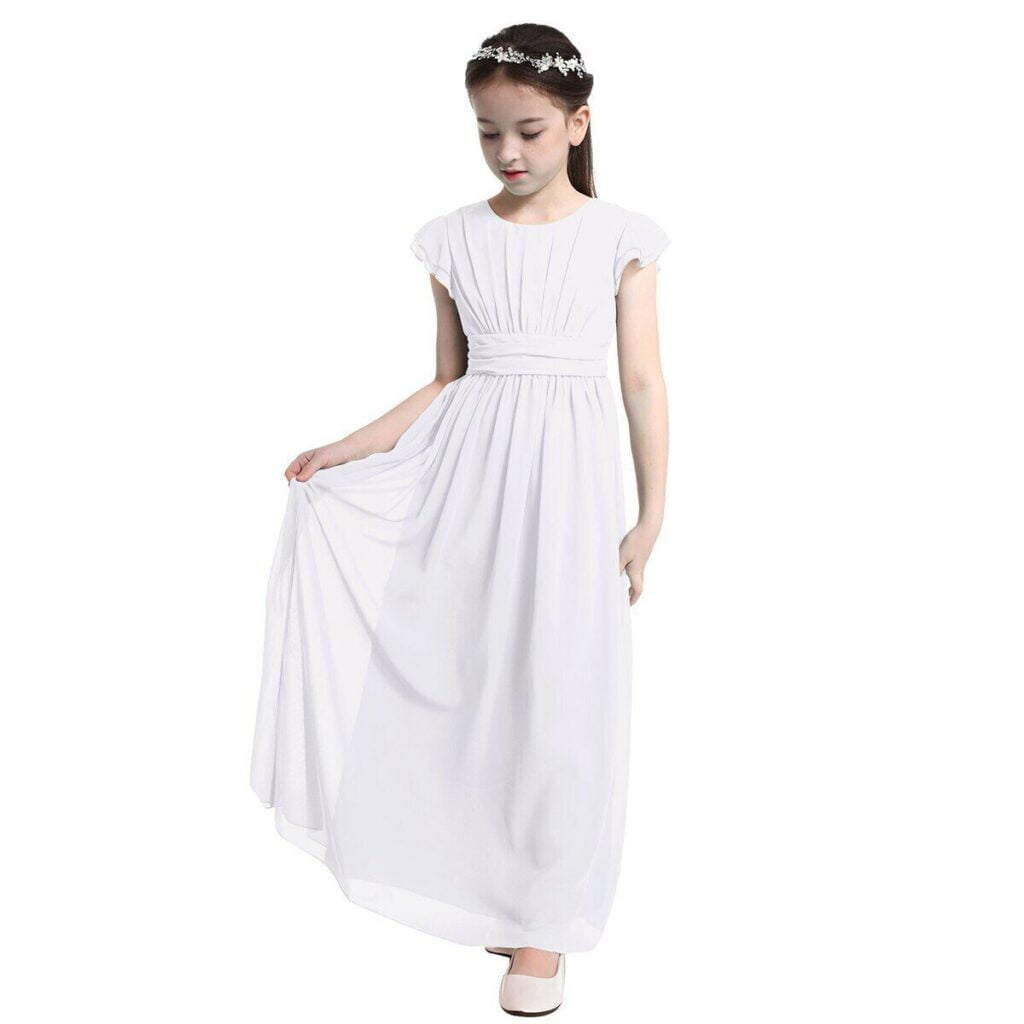 What You Need to Know About Chiffon Fabric in Children's Clothing: Essential Properties and Care Guide - Fabulous Bargains Galore Juniors chiffon ruffle dress-white (1)