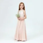 Lace and chiffon flower girl dress - Blush Pink (2)