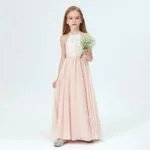 Lace and chiffon flower girl dress - Blush Pink (3)