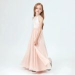 Lace and chiffon flower girl dress - Blush Pink (4)