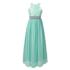 Lace and chiffon junior bridesmaid dress-green (3)