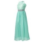 Lace and chiffon junior bridesmaid dress-green (4)