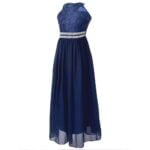 Lace and chiffon junior bridesmaid dress-navy-blue (2)