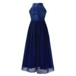 Lace and chiffon junior bridesmaid dress-navy-blue (3)