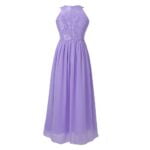 Lace and chiffon junior bridesmaid dress-purple (2)