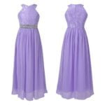Lace and chiffon junior bridesmaid dress-purple (3)