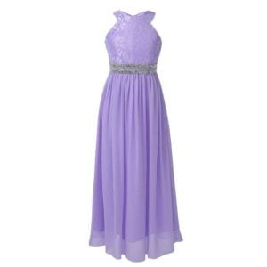 Lace and chiffon junior bridesmaid dress-purple (4)