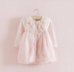 Lace and tulle dress for baby girl-pink (2)