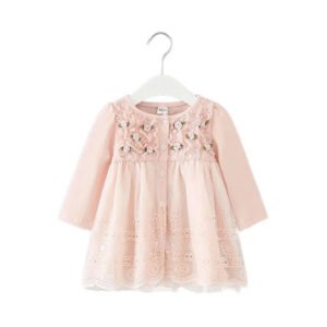 Lace and tulle dress for baby girl-pink (6)