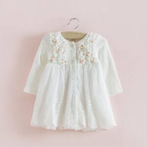 Lace and tulle dress for baby girl-white (2)