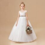 Lace and tulle flower girl dress-white-ivory (1)