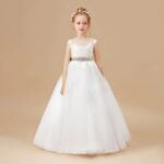 Lace and tulle flower girl dress-white-ivory (3)