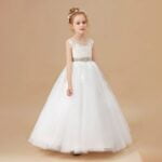 Lace and tulle flower girl dress-white-ivory (4)