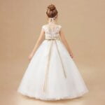 Lace and tulle flower girl dress-white-ivory (5)