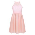 Lace chiffon flower girl dress-pink (2)