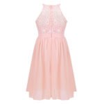 Lace chiffon flower girl dress-pink (3)
