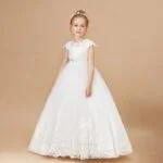Lace top flower girl dress-ivory (1)