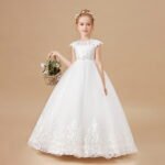 Lace top flower girl dress-ivory (2)