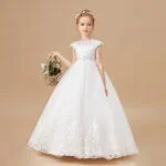 Lace top flower girl dress-ivory (2)