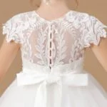 Lace top flower girl dress-ivory (4)