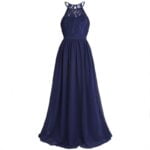 Lace top junior bridesmaid dress-navy-blue (3)