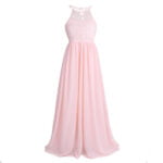Lace top junior bridesmaid dress-pink (3)