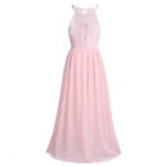 Lace top junior bridesmaid dress-pink (4)