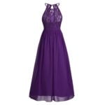 Lace top junior bridesmaid dress-purple (2)